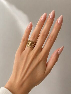 Gold Statement Link Ring - Elegant Women's Fashion Ring